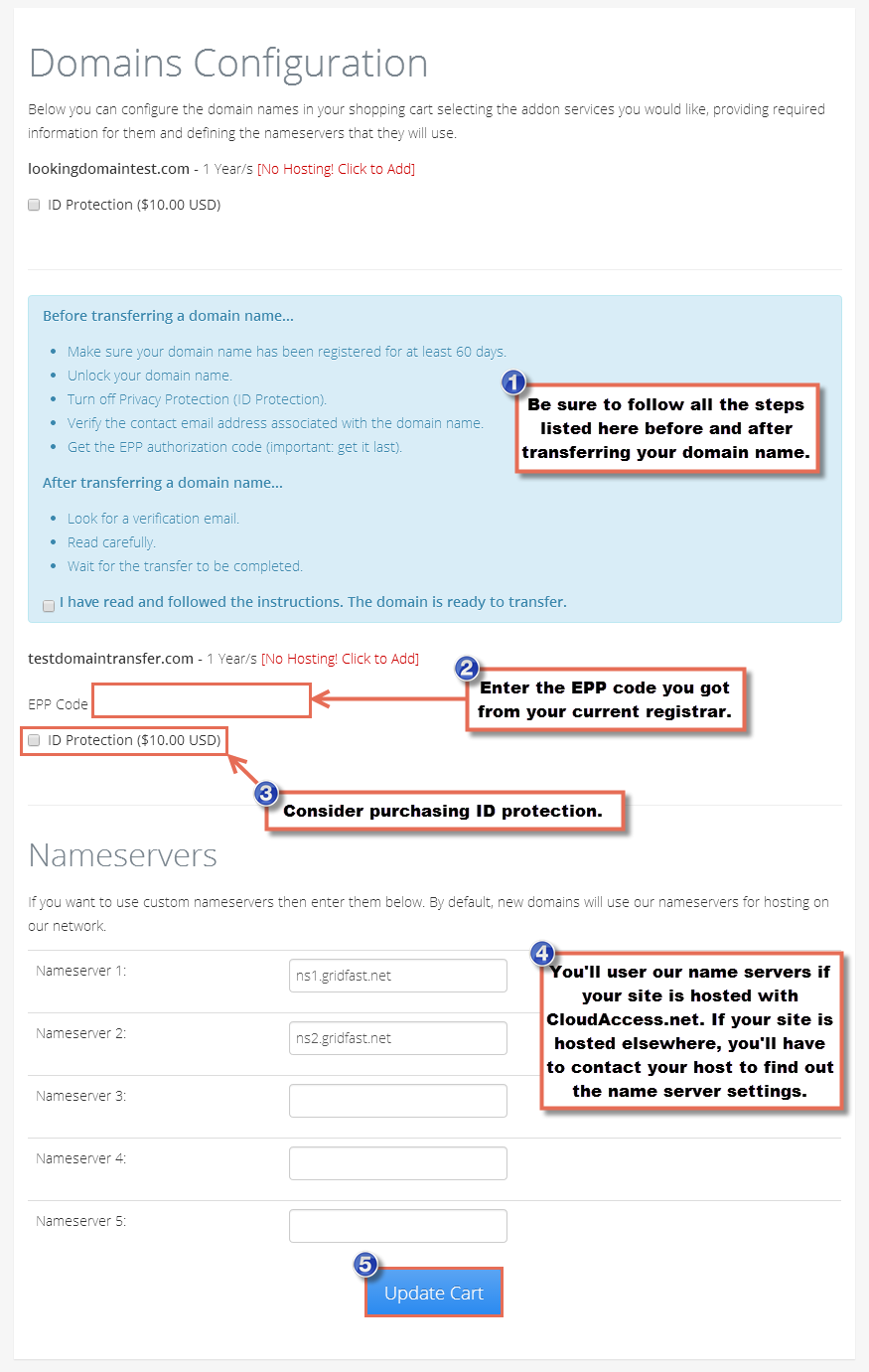 transferring domain name